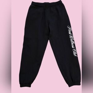 PINK Victoria's Sectrt Campus Fleece Sweatpants Small Black w/Front Pockets